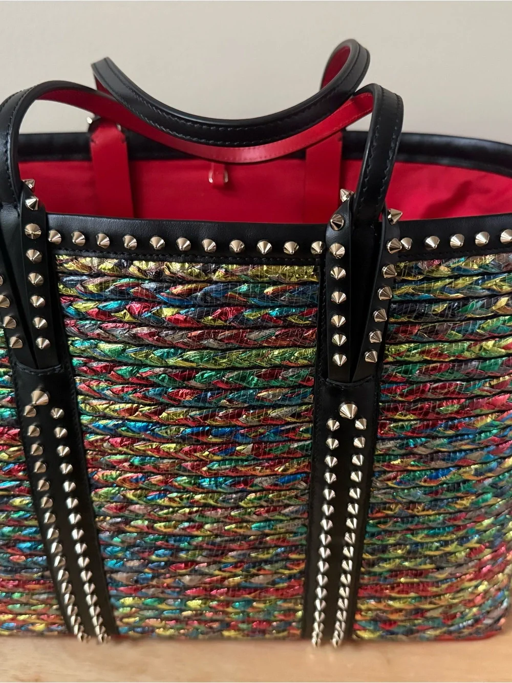 Christian Louboutin Large Cabata Metallic Multicolor Woven Tote